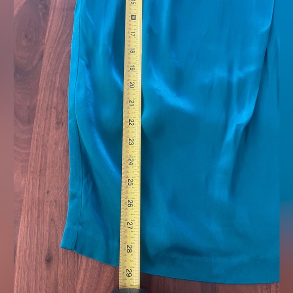 Anthropologie Teal Silk Skirt size 8 - Picture 9 of 10